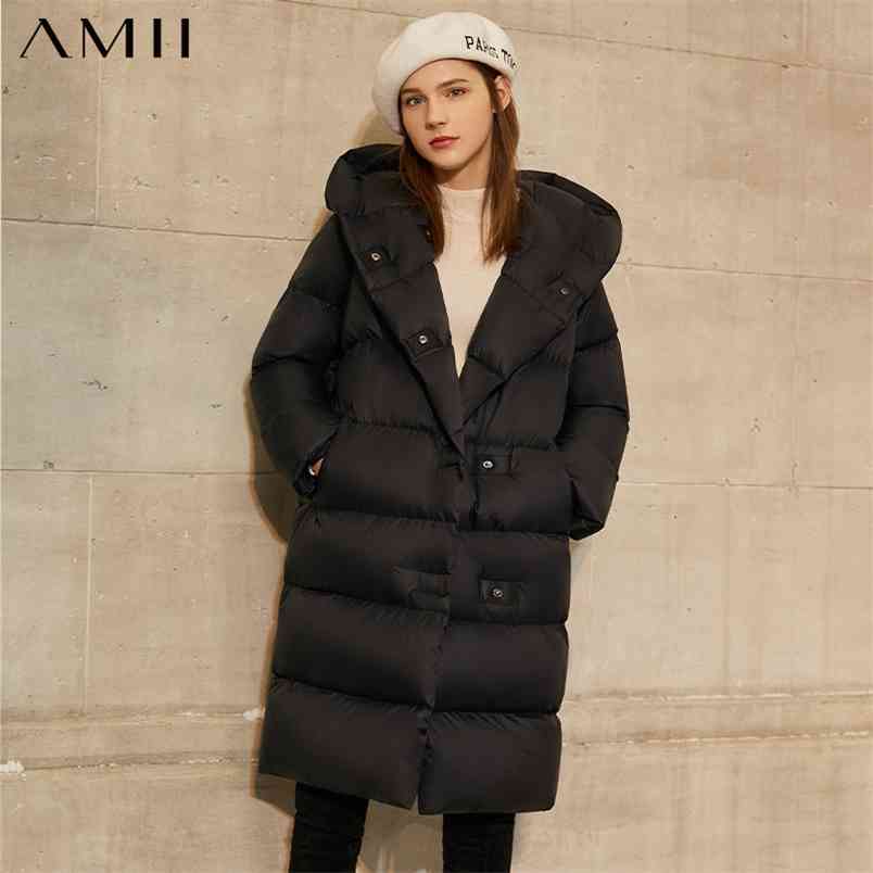 

Minimalism Winter Women's Down Jacket Fashion 90%White Duck Solid Hooded Causal Coat Women 12040834 210527, Red