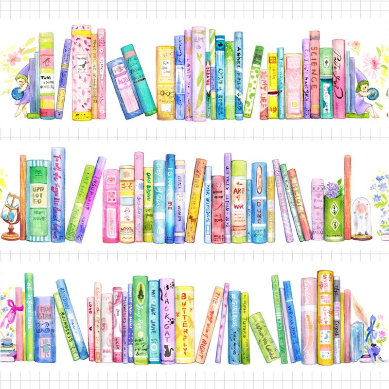 

Vintage Colorful Books Washi Tape For Card Making Journal DIY Scrapbooking Label Sticker Gift Wrap