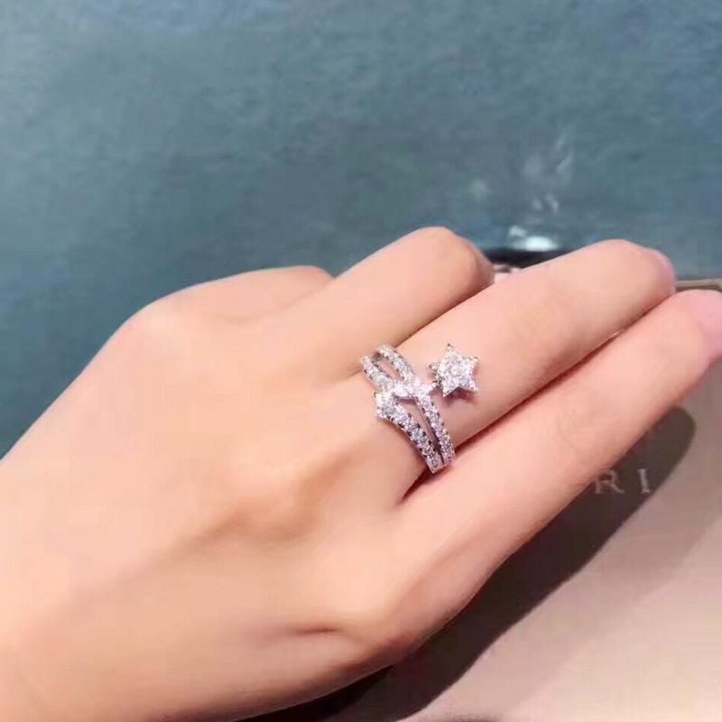 

Wedding Rings Adjustable Star For Women Korean Style Zircon White Gold Color Woman Accesories Fashion Jewelry Wholesale KAR116, Slivery;golden