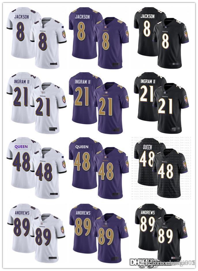 

Men Women Youth Baltimore Ravens 8 Lamar Jackson 48 Patrick Queen 89 Mark Andrews 21 Mark Ingram II Football Jersey, Black;red