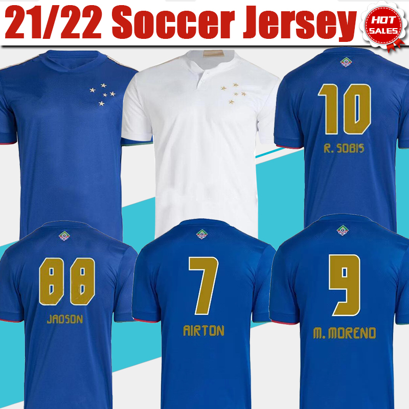 

2021/2022 Cruzeiro Esporte Clube Football Jersey Home Blue Soccer Shirt Away White Brasileiro Serie A Men Adult Football Uniforms Short Sleeve, Black;yellow