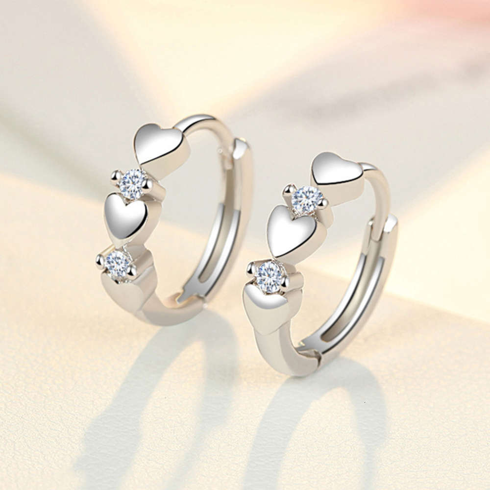 

earrings Korean style personality fashion love peach heart Zircon women's big earrings versatile Earrings accessories, Golden