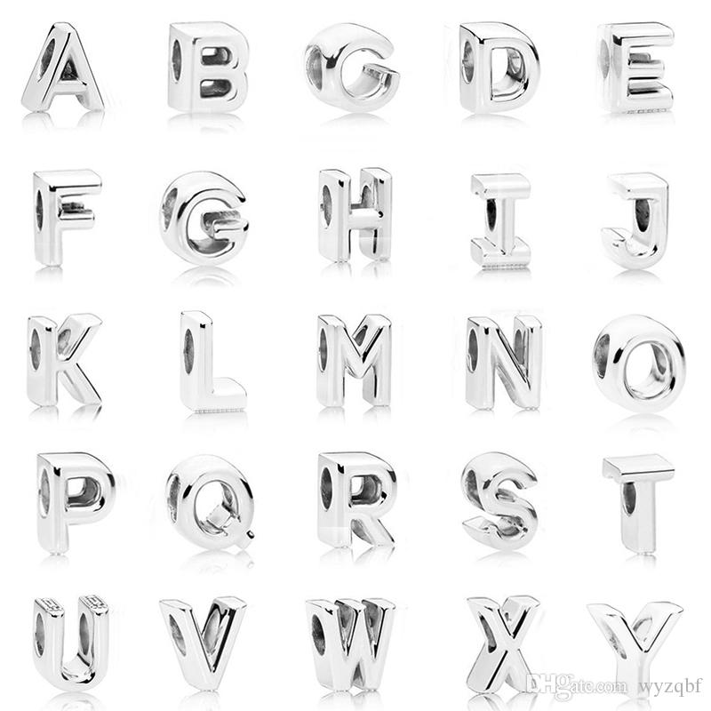 

Initial Alphabet Letter A Z bead Real 925 Sterling Silver Fit Original Pandora Charms Bracelet for Women Diy Jewelry Gift Birthday Anniversary Wedding