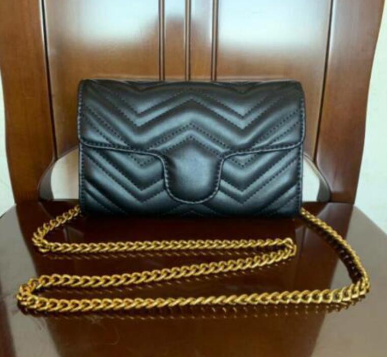 

Women wavy grain Marmont Shoulder Bag Fashion Gold chain Bags Cross body Pure Color Female Handbags Wallets Purse, Red
