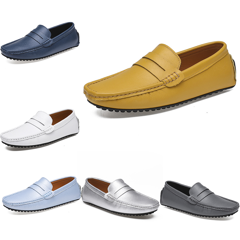 

2021 leather doudou men's casual driving shoes soft sole fashion black navy white blue silver yellow grey footwear all-match lazy cross-border 38-46 fifty three