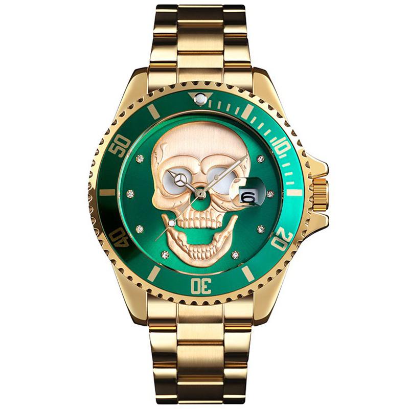 

Wristwatches Luxury Mens Steampunk Watch Men 3D Skeleton Engraved Many Color Mexican Mexico Punk Wristwatch Stainless Steel TODO, 15