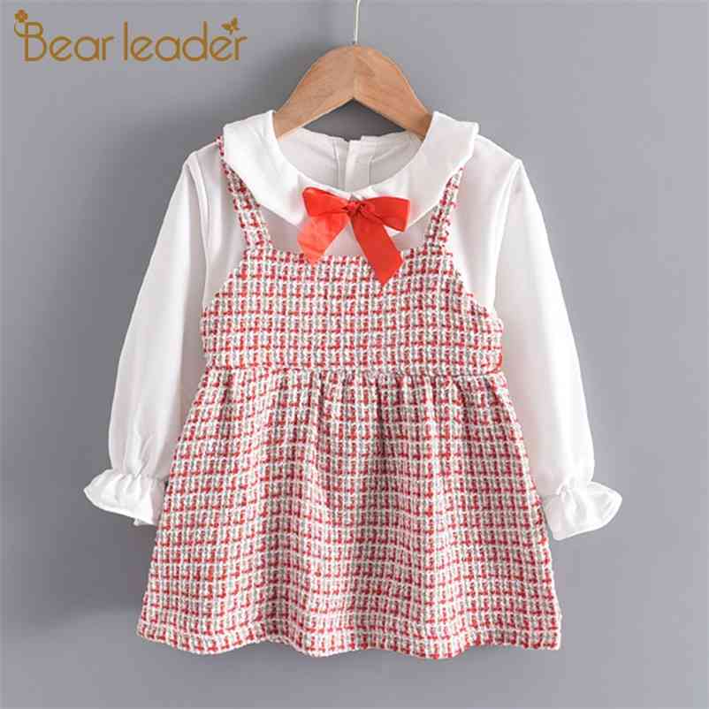 

Girls Baby Plaid Dresses Fashion Autumn Kids Elegant Bowtie Dress Sweet Clothes Casual born Outfits 210429, Az1939 red