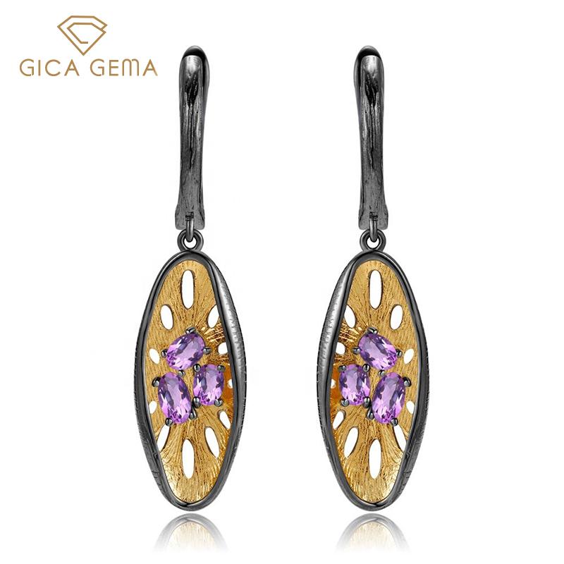 

Dangle & Chandelier GICA GEMA Women Real 925 Sterling Silver Ear Drop Natural Garnet Topaz Amethyst Gemstone Unusual Earrings Fine Jewelry 4