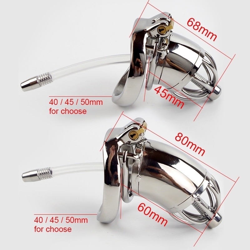 

304 Stainless Steel Chastity Device With Urethral Sounds Catheter And Spike Ring S/L Size Cock Cage Choose Male Belt 211013