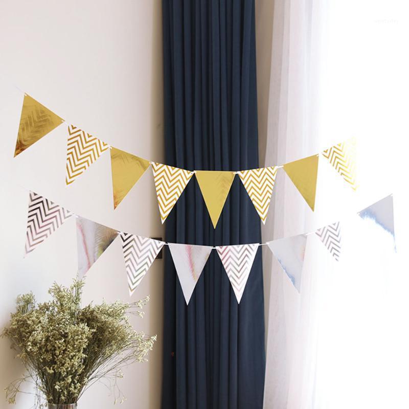 

Party Decoration 1 Set Bronzing Bunting Paper Banner Happy Birthday Kid Decorated Family Celebration Baby Shower