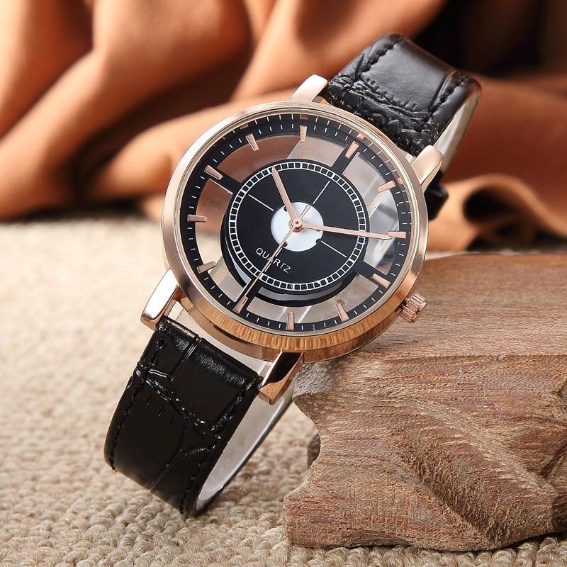 

Wristwatches Watch Men Women Fashion Hollow Dress Quartz Wristwatch Leather Band Women's Watches Men's Clock Relogio Saat, As pic