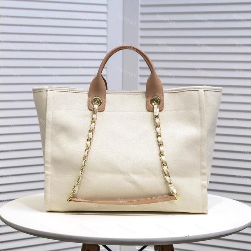 

Totes Beige Purse Large Cream Pearl Bag Tote Designer Shopping Canvas Ecru Womens Deauville Brand Luxurys Chains Handbag Oversize Walle Lgch