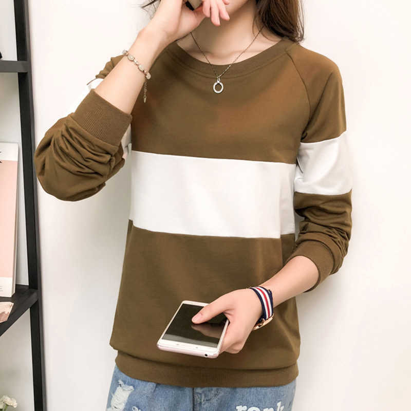 

Shintimes Tee Shirt Femme Camisetas Mujer Poleras De Moda T Long Sleeved Cotton Tshirt Women T- Plus Size 210615, Khaki t shirt