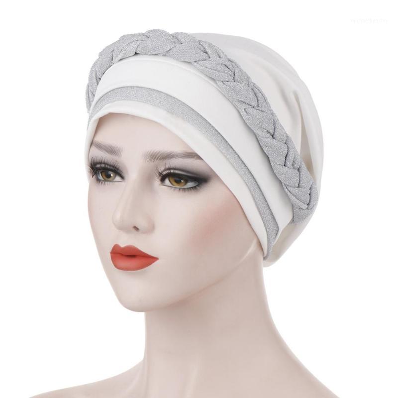 

Scarves The 58 Cm Silk Braid Milk Can Hide Hair Headscarf Cap Two Colors Matching Muslim