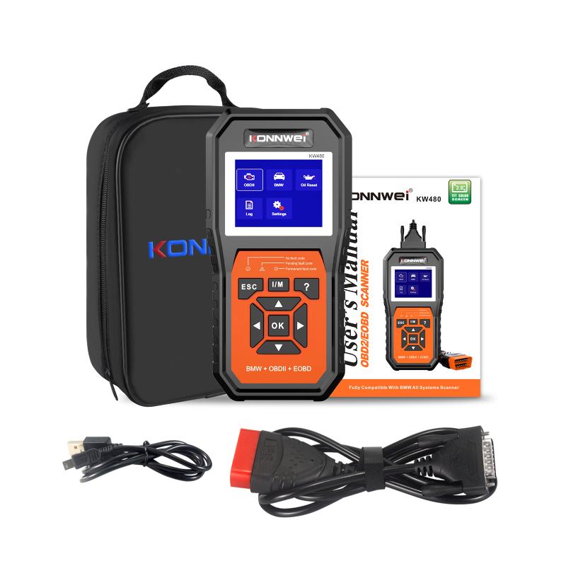 Lecteurs de code outils d'analyse KONNWEI KW480 Obd2 Scanner 12V outil de Diagnostic de défaut de voiture moteur de frein ABS anglais/allemand