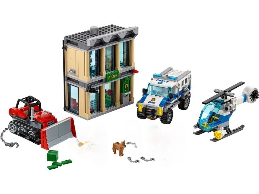 

10659 City Police Helicopter Bulldozer Break-in Bank Model Building Blocks Sets Toy Compatible with City Buildings 60140 X0503