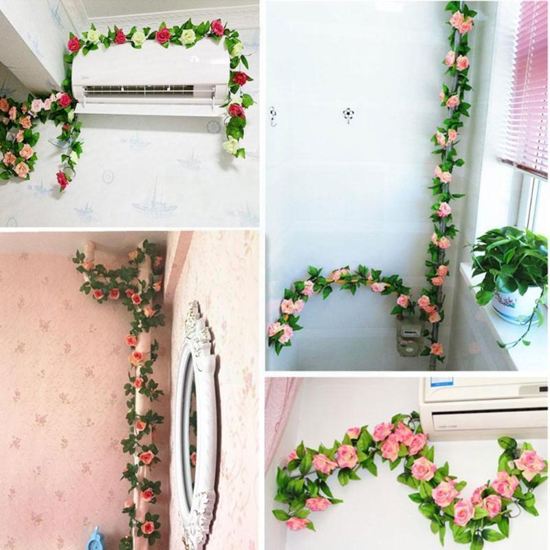 

Decorative Flowers & Wreaths 2.2 M Artificial Rose Vines Hanging For Romantic Wedding Arch Home Front Door Lintel Swag Party Garden Decor Z6