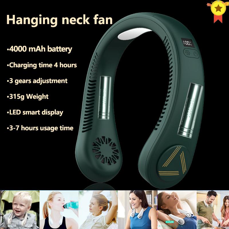 

Mini Bladeless Fan Neck 4000mAh USB Rechargeable Mute Sports Fans For Outdoor Portable Air Cooler Conditioner Electric