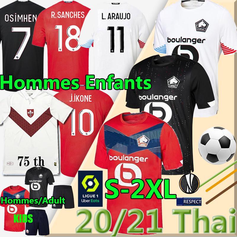 

LOSC Lille soccer 75th jerseys 2020 2021 R.Sanches Burak BAMBA Yazici J.iKONE ÃELIK Men kids Kits maillot de football shirts Thai Uniforms, Black;yellow