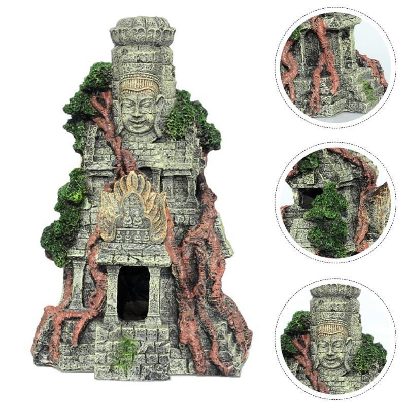 

1pc Underwater Temple Ornament Aquarium Resin Craft Adornment Decorations