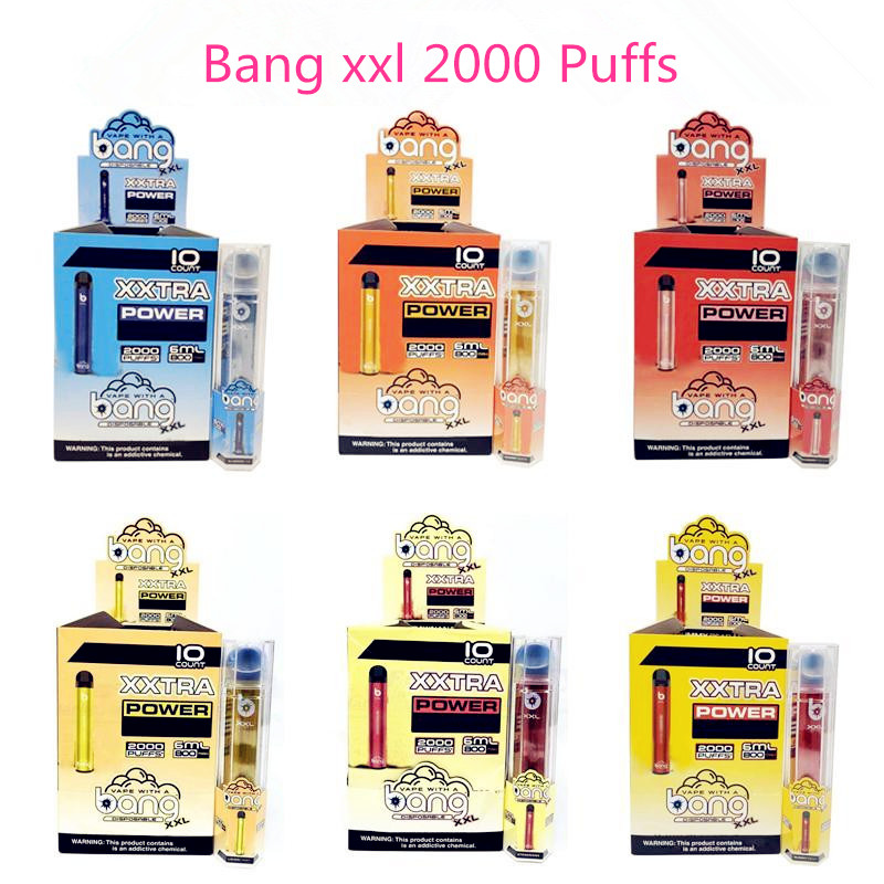

High Quality Bang XXL Disposable Vapes Pen Device kit 800mAh Batterys 6ml Pods Vapors 2000 Puffs e cigarette, Mixed colors