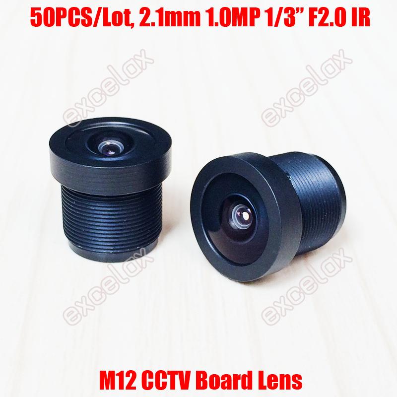 

Wholesale 50PCS/Lot 1MP 1/3" 2.1mm 150 Degrees Wide Angle View CCTV Board Lens M12 MTV Mount For Analog Security Camera