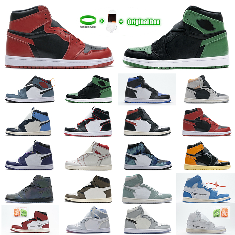 

[With box]Top Quality Jumpman 1 1s Shoe High Obsidian UNC Retro Neutral Grey White Tie-Dye Game Royal Basketball Shoes women Mens Shattered OG Sports Sneakers, Customize