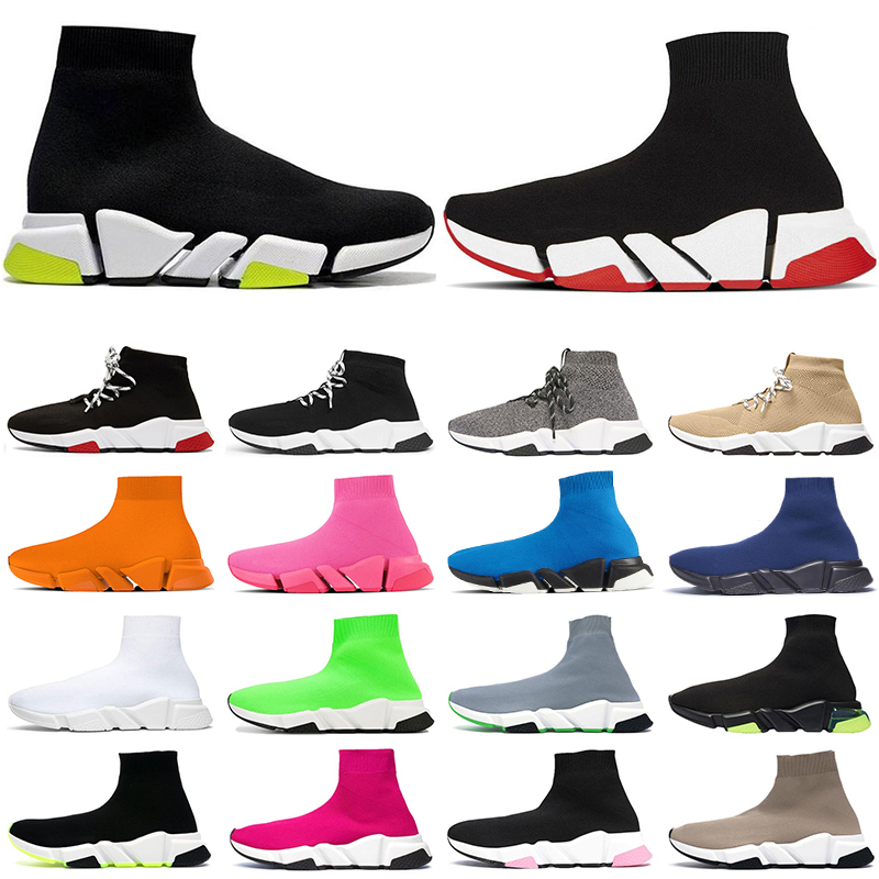 

men women luxury casual shoes high top fashion sneakers speed 2.0 triple black white red pink Cristal Beige mens trainer Jogging Walking