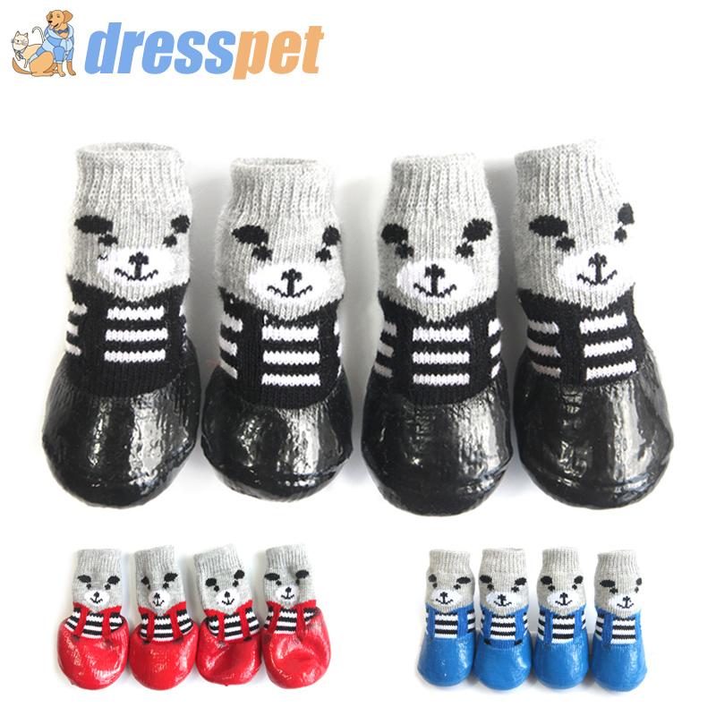 

Pet Protective Shoes 4pcs/Set Snow Dog Non-slip Warm Socks For Puppy Small Dogs Cat Cotton Rubber Waterproof Winter ChiHuaHua
