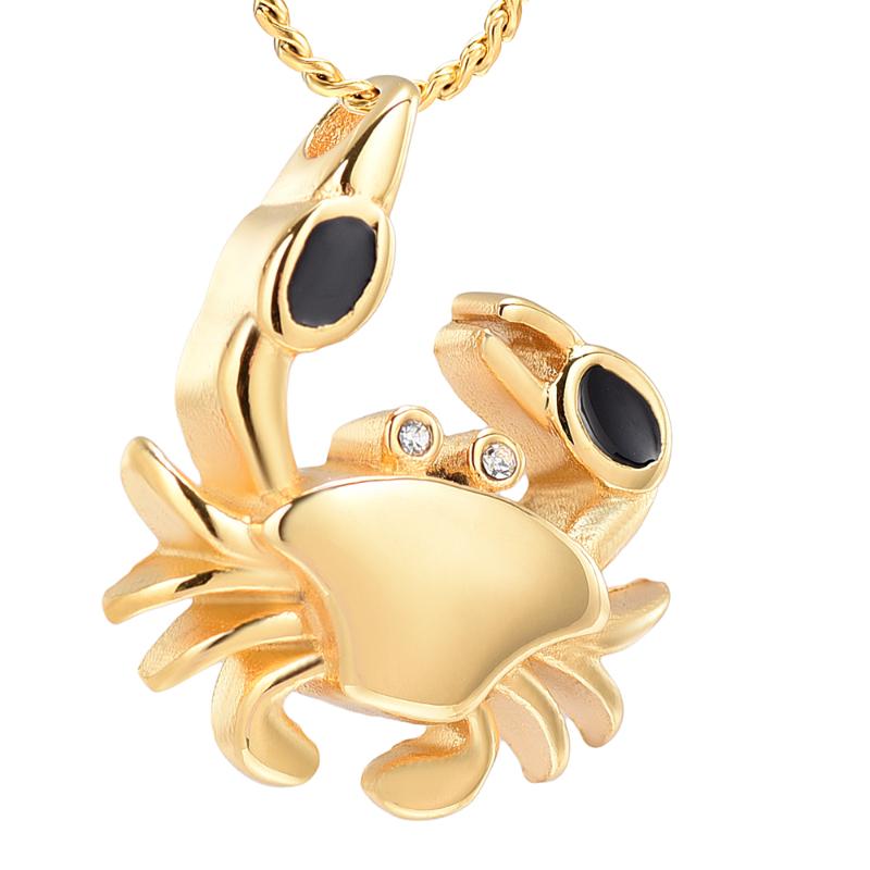 

Chains Crab Cremation Jewelry For Ashes Pendant Urns Pet/Human Stainless Steel Memorial Necklace Men/Women, Silver