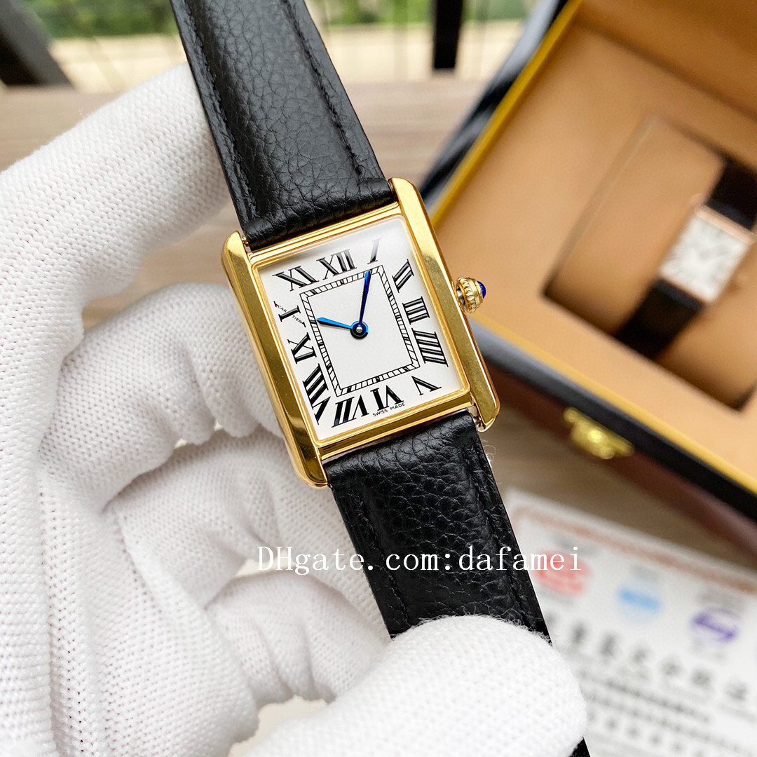 

2021 high quality luxury tank solo ladies brand quartz diamond watches joker leather strap girls wristwatches classic square santos womens watch 24*31mm D3159