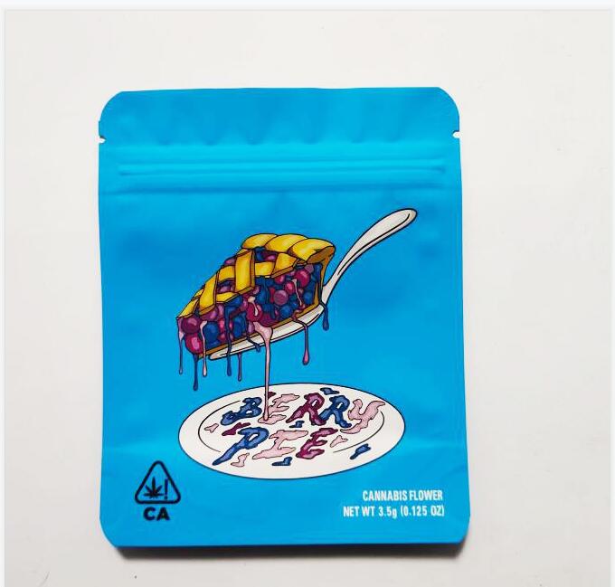 

Edicated Berry Pie Cookies Mylar Bags Gummies .Packaging Pouches Blue 6Color printed plastic essential Candy