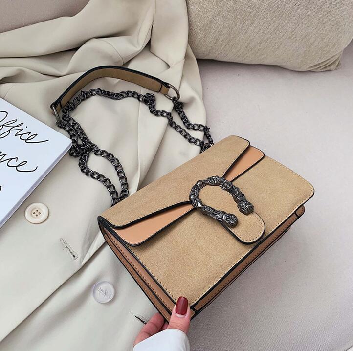 

Factory wholesale women handbag retro frosted chain bag winter frosteds leather shoulder bags styling contrast leathers womens messenger handbags
