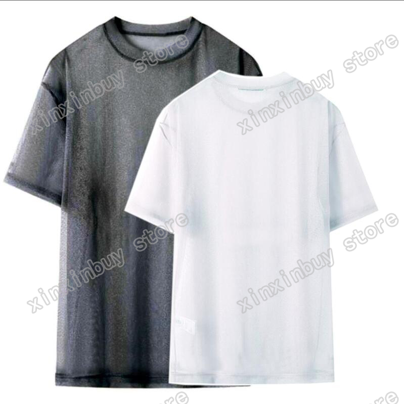 

2021 Designers Mens Womens See-through T Shirts Lace letters Man Paris Fashion T-shirt Top Quality Tees Street Short Sleeve luxurys Tshirts white black 05, Dust bag