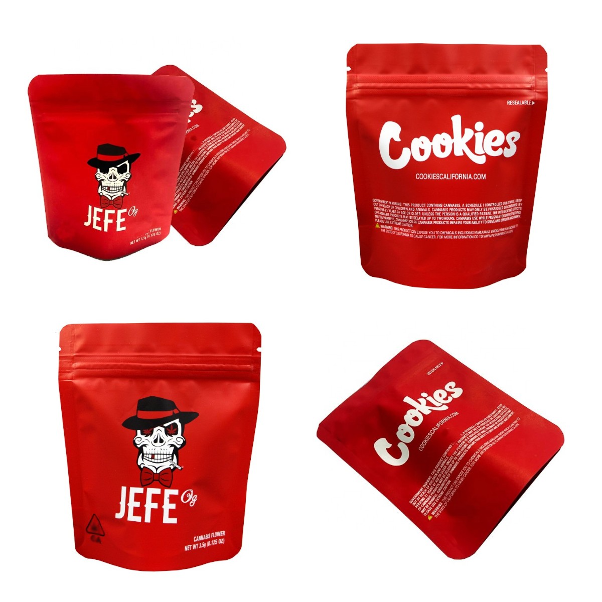 

3.5g jefe og cookies bag vacuum heat seal aluminum foil smell proof zipper plastic stand up pouch mylar bags