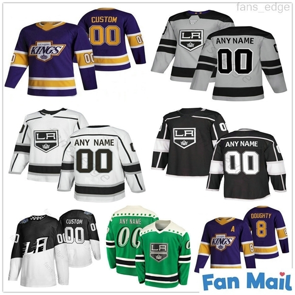 

Custom Men Women Kids 2021 Reverse Retro Los Angeles Kings Drew Doughty Anze Kopitar Luc Robitaille Dustin Brown Alex Iafallo Hockey Jerseys, Black