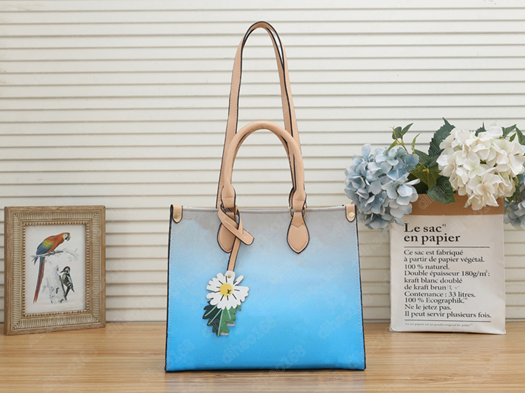 

Newest Fashion Shoulder Bags ONTHEGO Womens Designers Handbags Luxurys Purses Luxury PVC Flower Clutch Women Leather Tote Ladies Crossbody #7001, Card brown grid with box