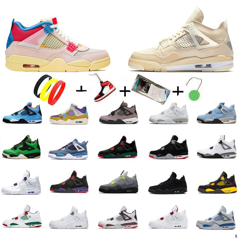 

Dunks University blue paris 4 4s IV mens basketball shoes bred SE neon black cat fire red pine green starfish mushroom white cement sports sneakers with socks