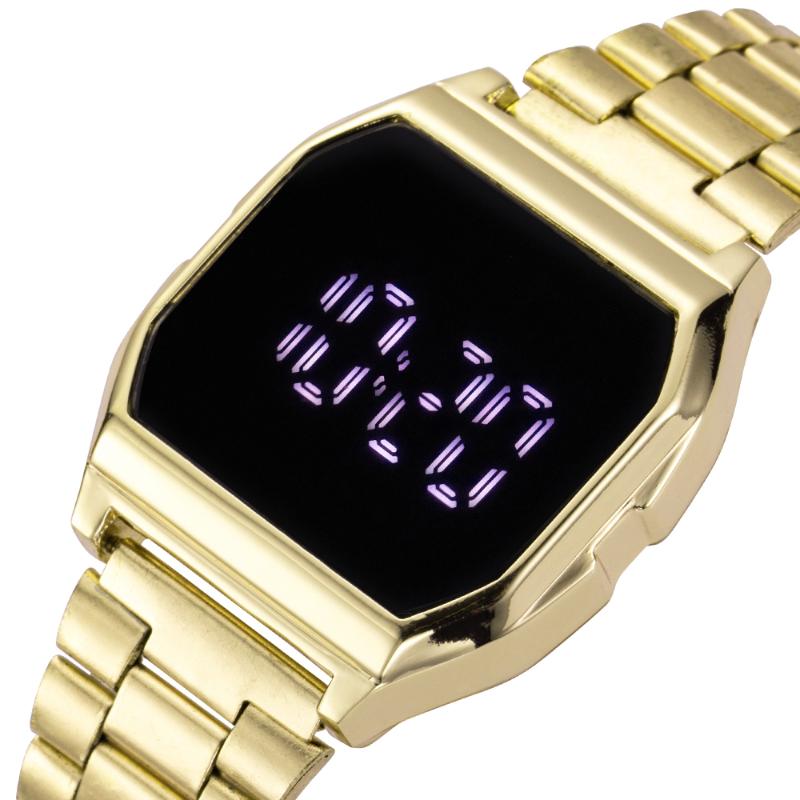 

Wristwatches Women Sport LED Digital Wrist Watches For Ladies Woman Steel Electronic Watch Full Touch Student Gifts Female Cloc, Gold