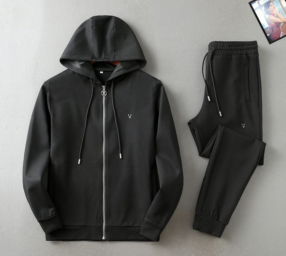 

Man dress Clothes Tracksuits Brand mens Sweat Suit spring Autumn Long Sleeved Two-piece Set Fall Tracksuit Jogging Jackets+pants sportswear hooded 100%cotton #07, Black