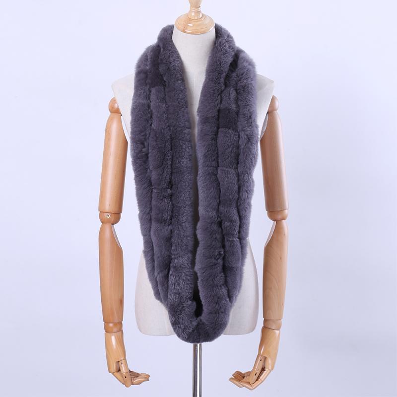 

Scarves 2021 Winter Women's Genuine Real Rex Fur Scarf Infinity Cowl Ring Wraps Snood Street Fashion Nice Gift, Blue;gray