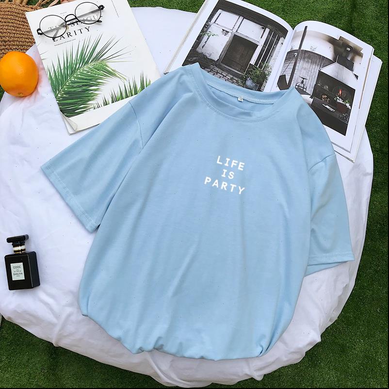 

summer women t shirt arrival life is party printed tumblr tshirt harajuku funny casual streetwear camiseta mujer, White