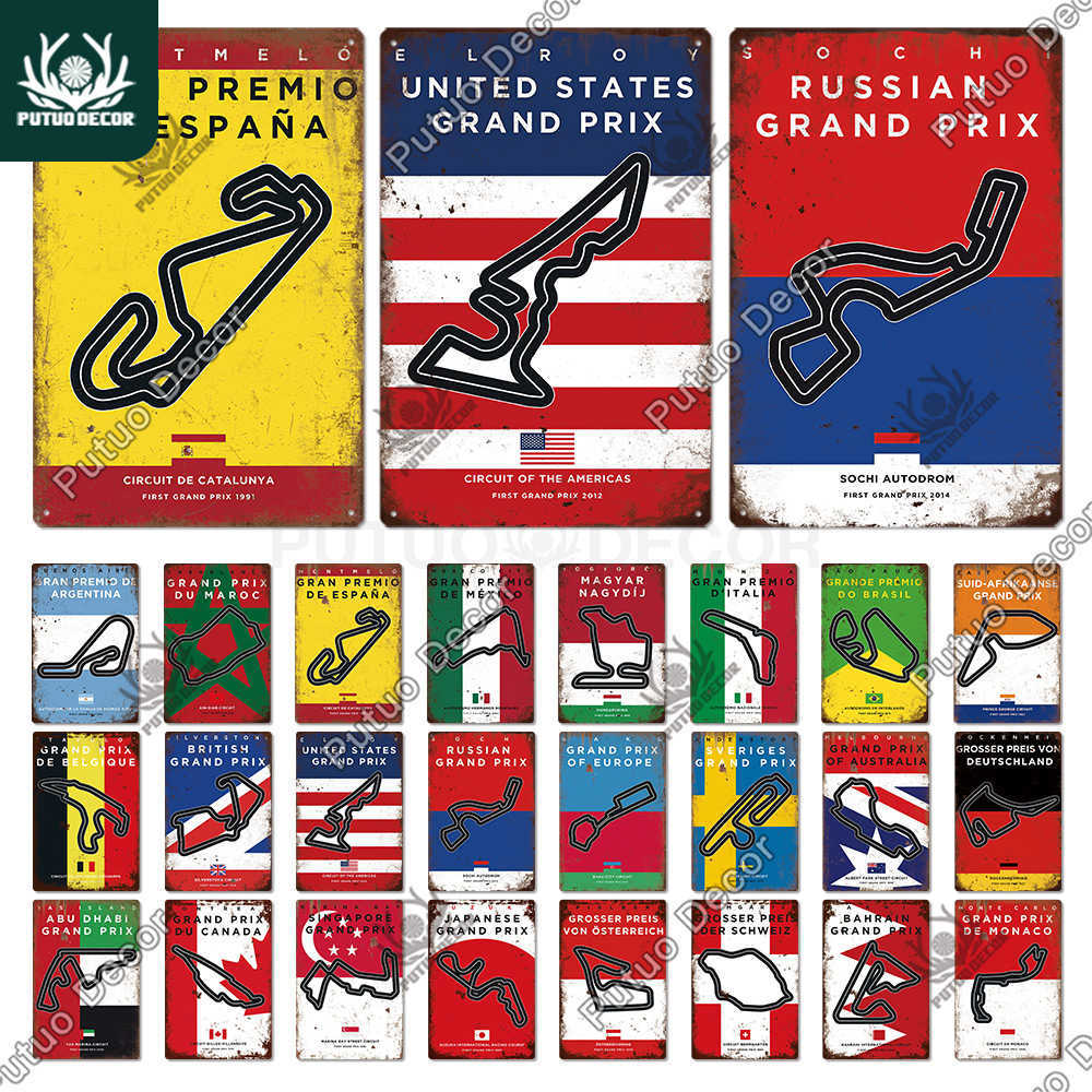 

Decor Vintage Racing Track Metal Poster F1 Competition Tin Sign Plaque Iron Plate Bar Club Man Cave Home Wall Decoration