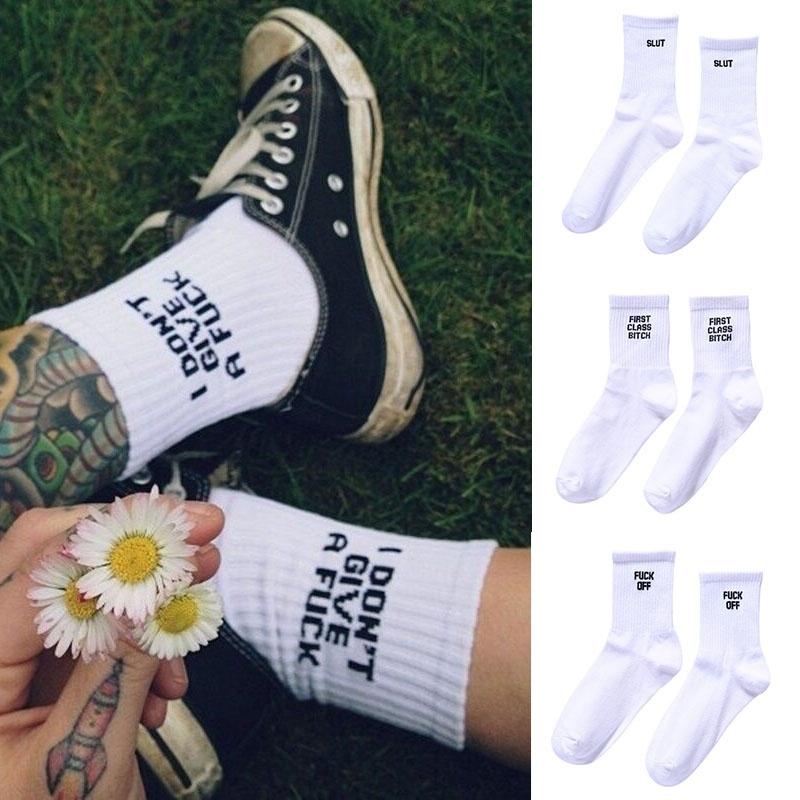 

Men's Socks Autumn Letter Knitted Middle Tube Cotton For Men And Women, Black