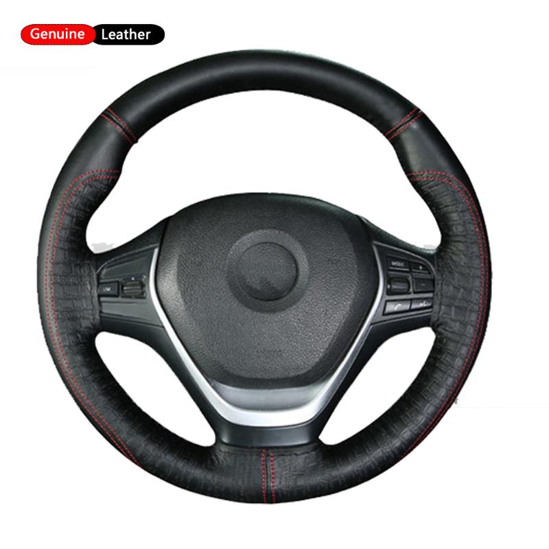 

Steering Wheel Covers Embossed Hand-Sewn Non-Slip Cover,Fashion Pattern Genuine Leather Automobile Steering-Wheel Braid For 38cm