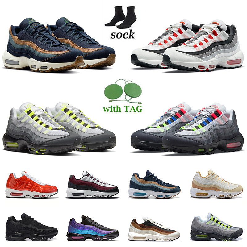 

2022 High Quality 95 Triple Black White OG Running Shoes Men Women Bordeaux Neon Laser Fuchsia Red Orbit Bred Aqua Greedy 95s Mens Trainers