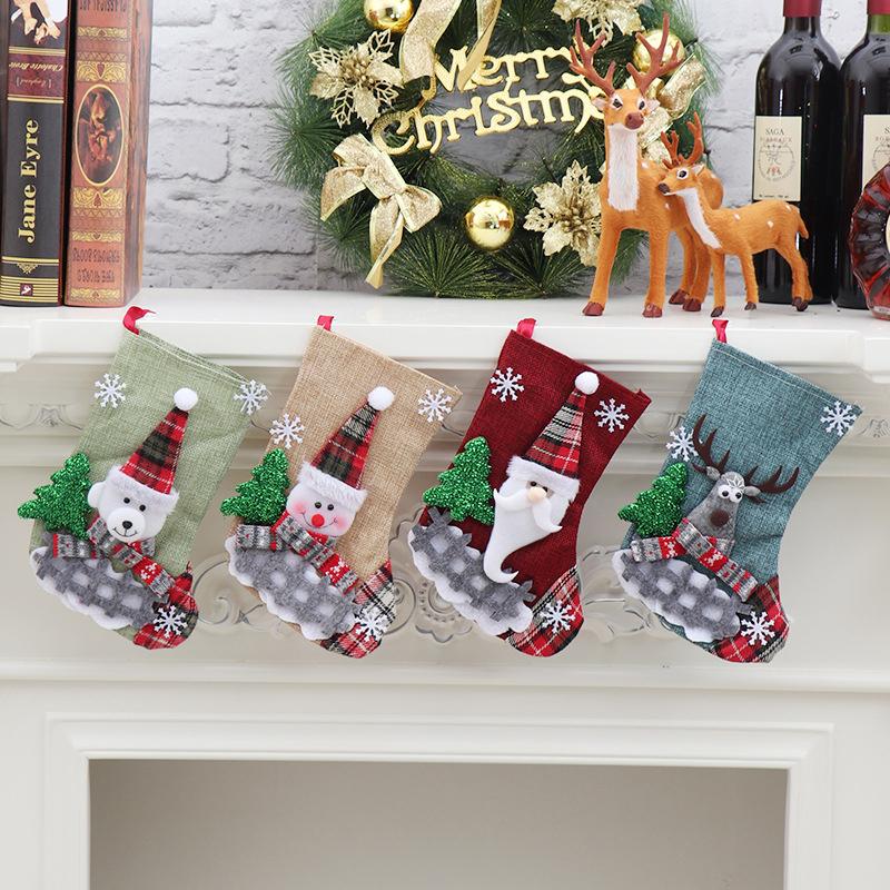 

Christmas Decorations 1PC Sock Tree Decoration Pendant Candy Gift BagSanta Claus Snowman Elk Xmas Party Home