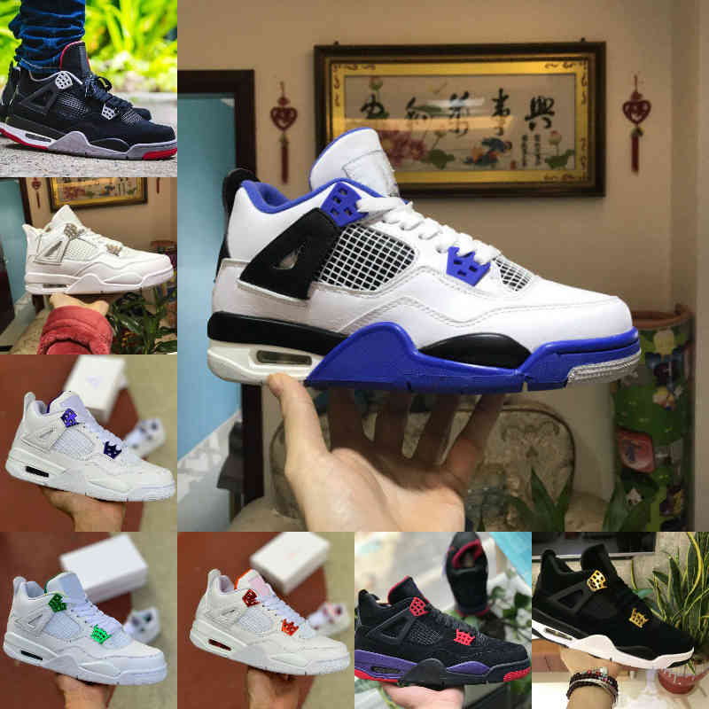 

2021 Sail 4 Mens Basketball Shoes 4s Cream Deep Ocean Neon Metallic Pack Royalty Cactus Jack White Cement 4s Pure Money Trainers Sports D458