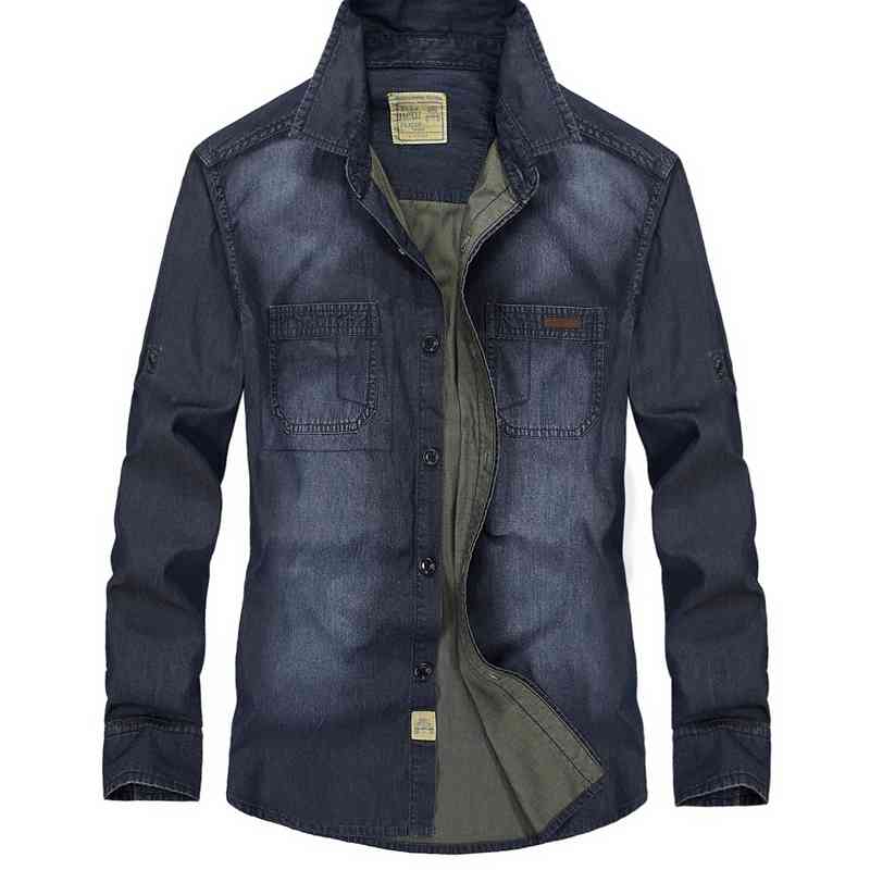 Men&#039;s long sleeve in spring and autumn of 2019 men&#039;s casual stretch denim shirt 6521-image-707042046