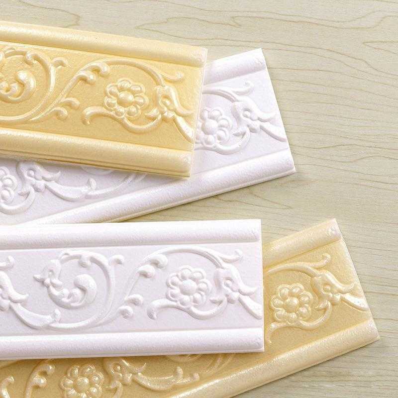 

Adhesive Self 3D Foam Stickers Waterproof Baseboard Wallpaper Border Wall Sticker Living Room Bedroom House Decorations 2WPC